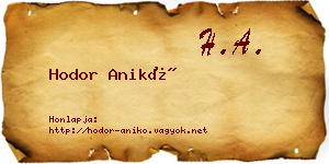 Hodor Anikó névjegykártya